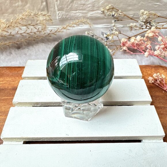 Beautiful Small Malachite Sphere - Picture 3 of 7